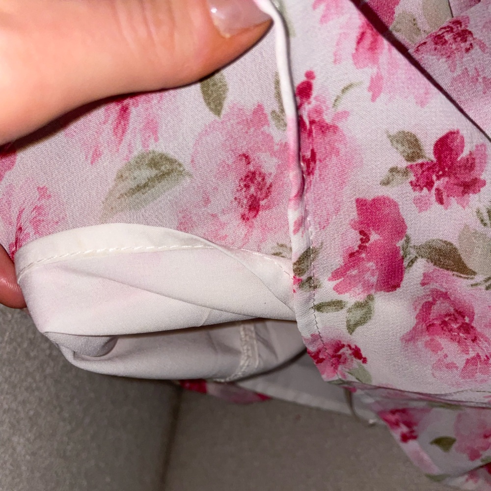 White Pink Floral Off Shoulder Romper - Picture 7 of 13